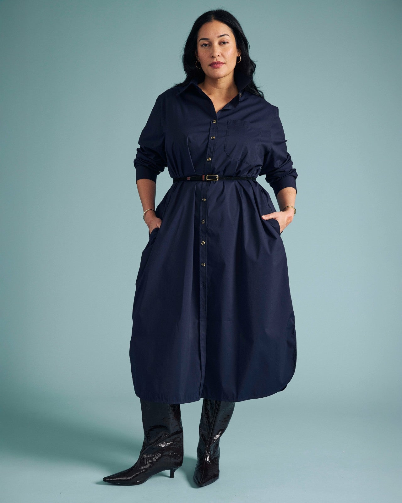 Universal Standard Odeon Stretch Poplin Shirtdress - Navy
