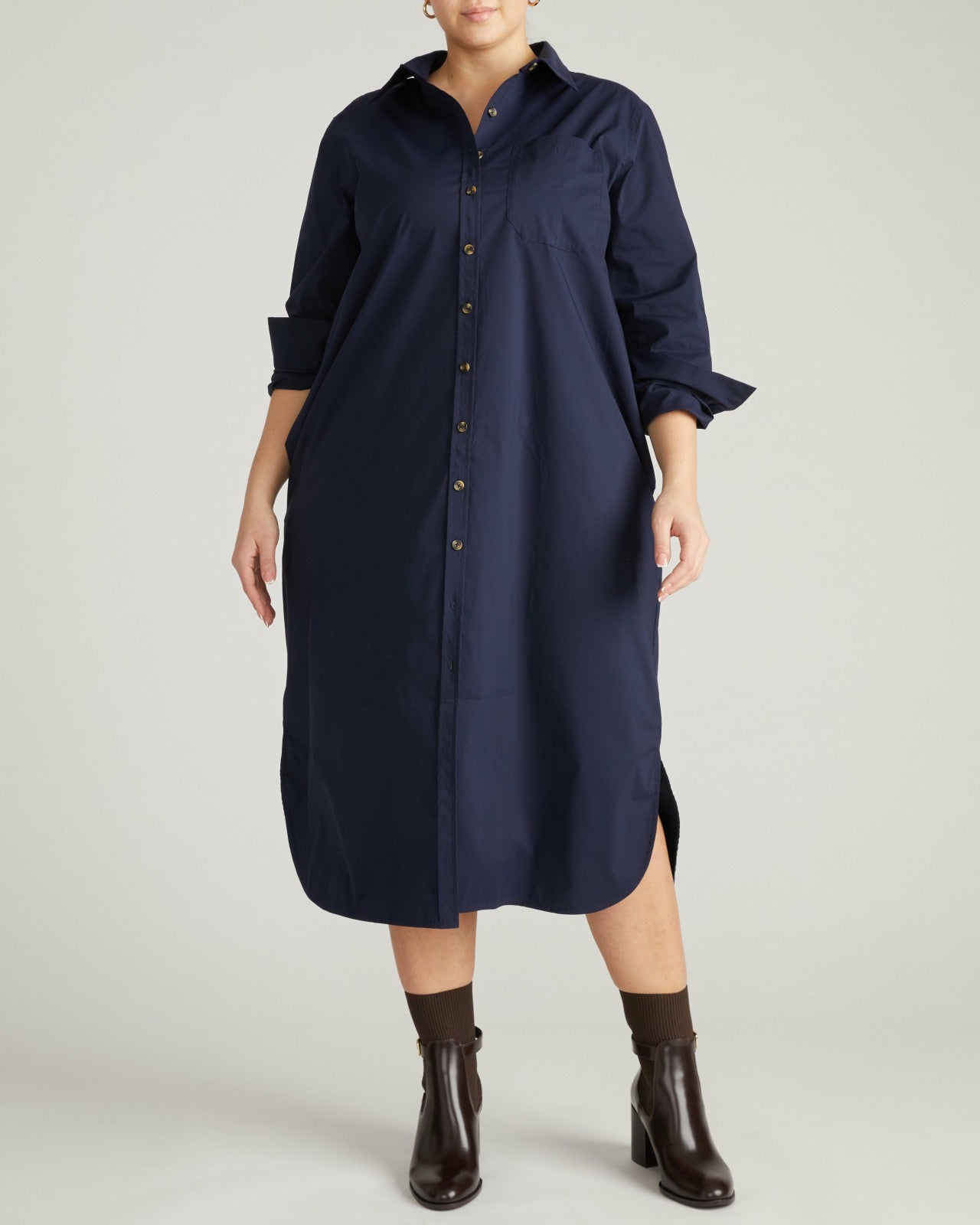 Universal Standard Odeon Stretch Poplin Shirtdress - Navy