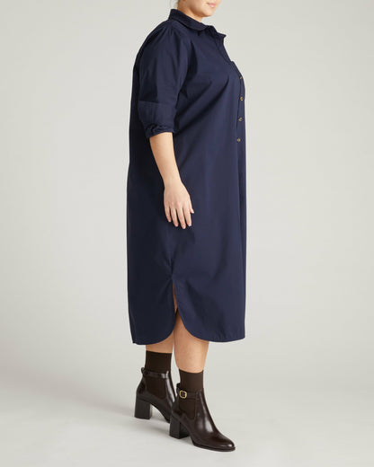 Universal Standard Odeon Stretch Poplin Shirtdress - Navy