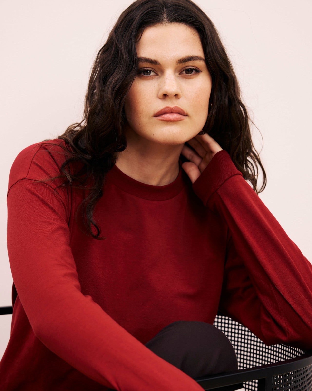 Universal Standard Long Sleeve Relaxed Tee - Garnet