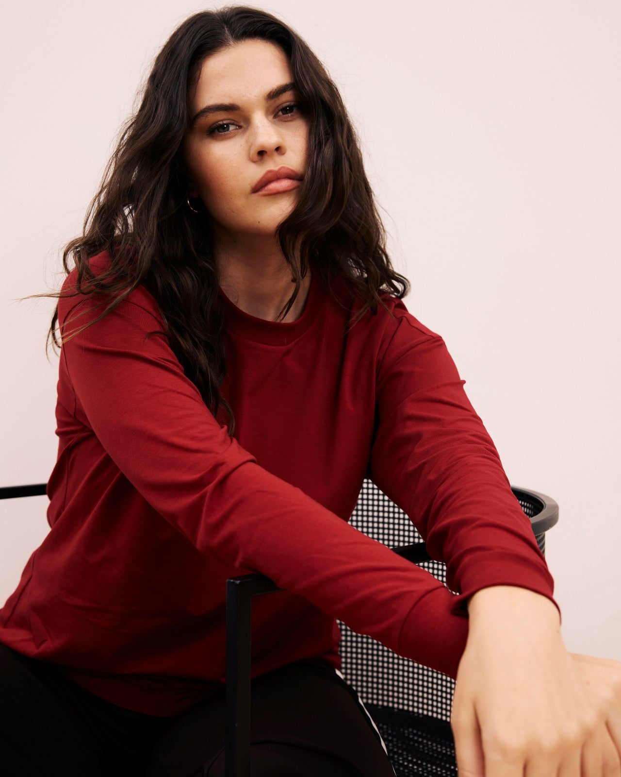 Universal Standard Long Sleeve Relaxed Tee - Garnet