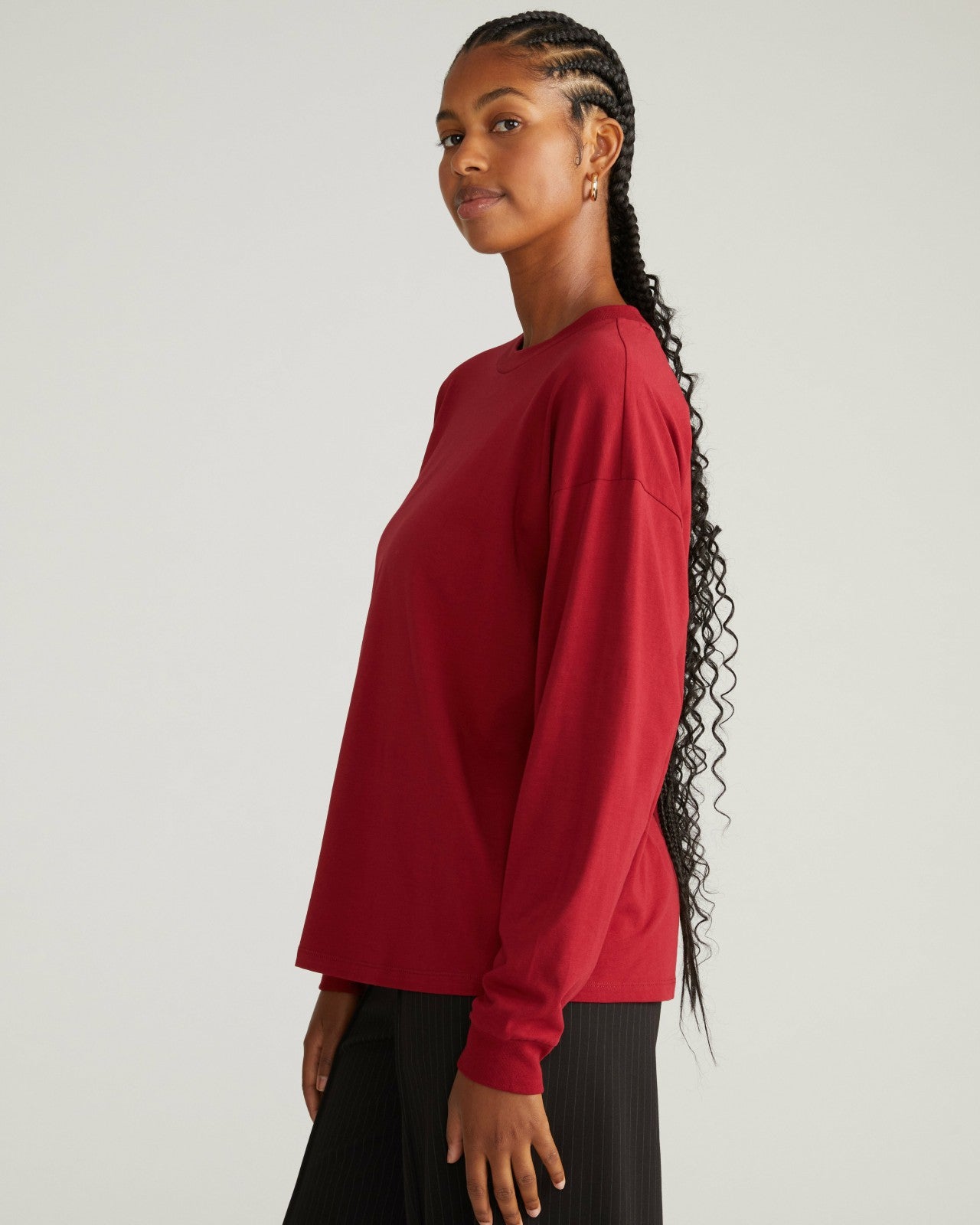 Universal Standard Long Sleeve Relaxed Tee - Garnet