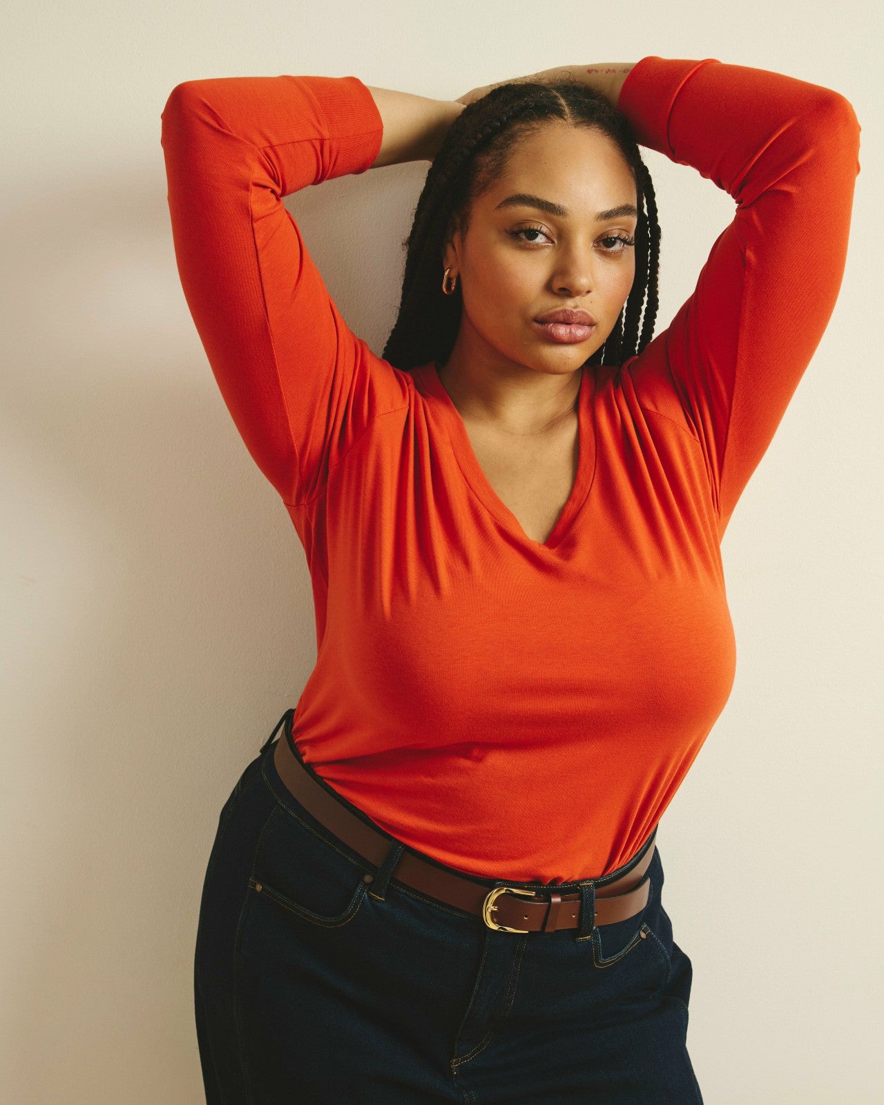Universal Standard Long Sleeve V Rex - Orange Flame