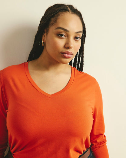 Universal Standard Long Sleeve V Rex - Orange Flame