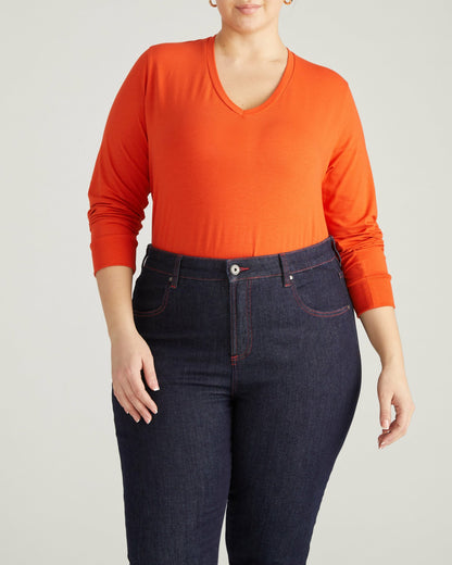 Universal Standard Long Sleeve V Rex - Orange Flame