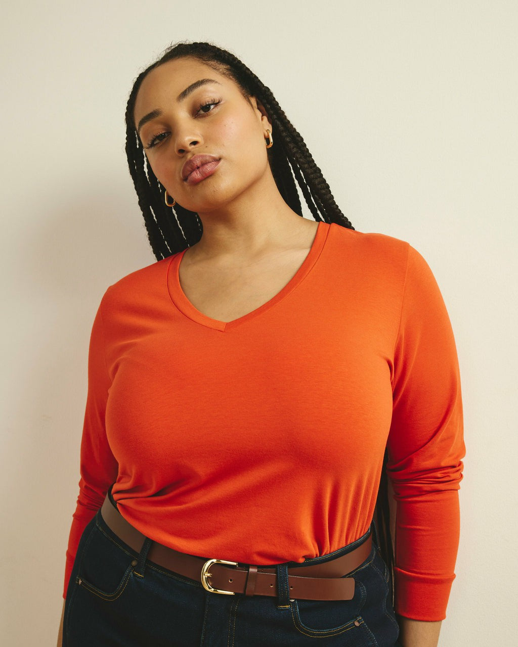 Universal Standard Long Sleeve V Rex - Orange Flame