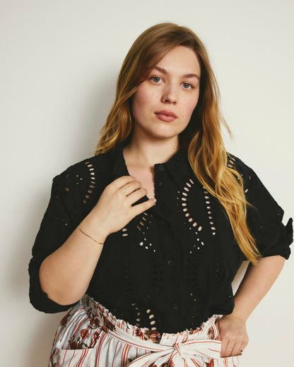 Universal Standard The Embroidered Artist Poplin Shirt - Black