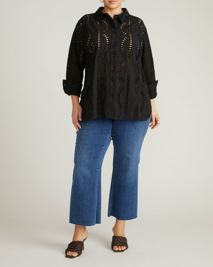 Universal Standard The Embroidered Artist Poplin Shirt - Black