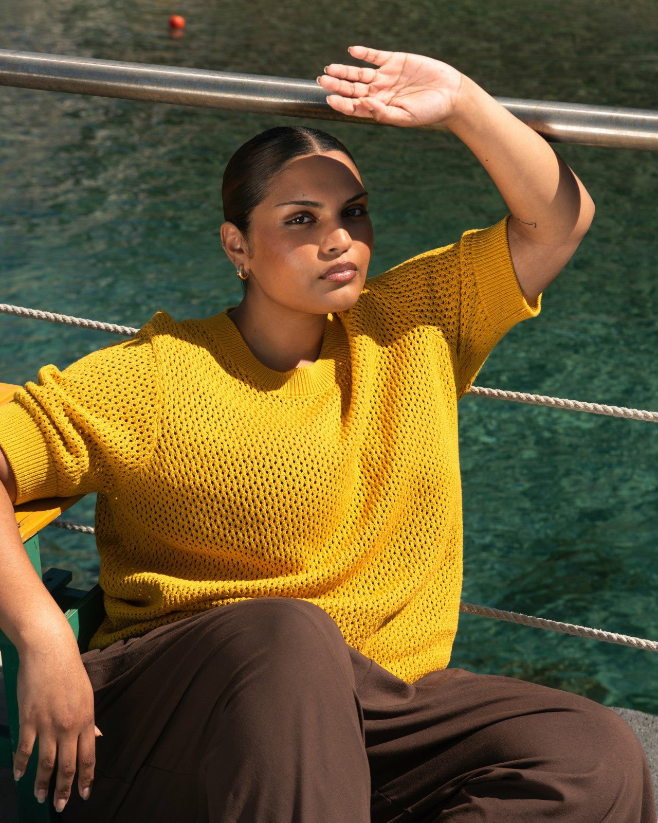 Universal Standard Rosie Pointelle Sweater Top - Goldenrod