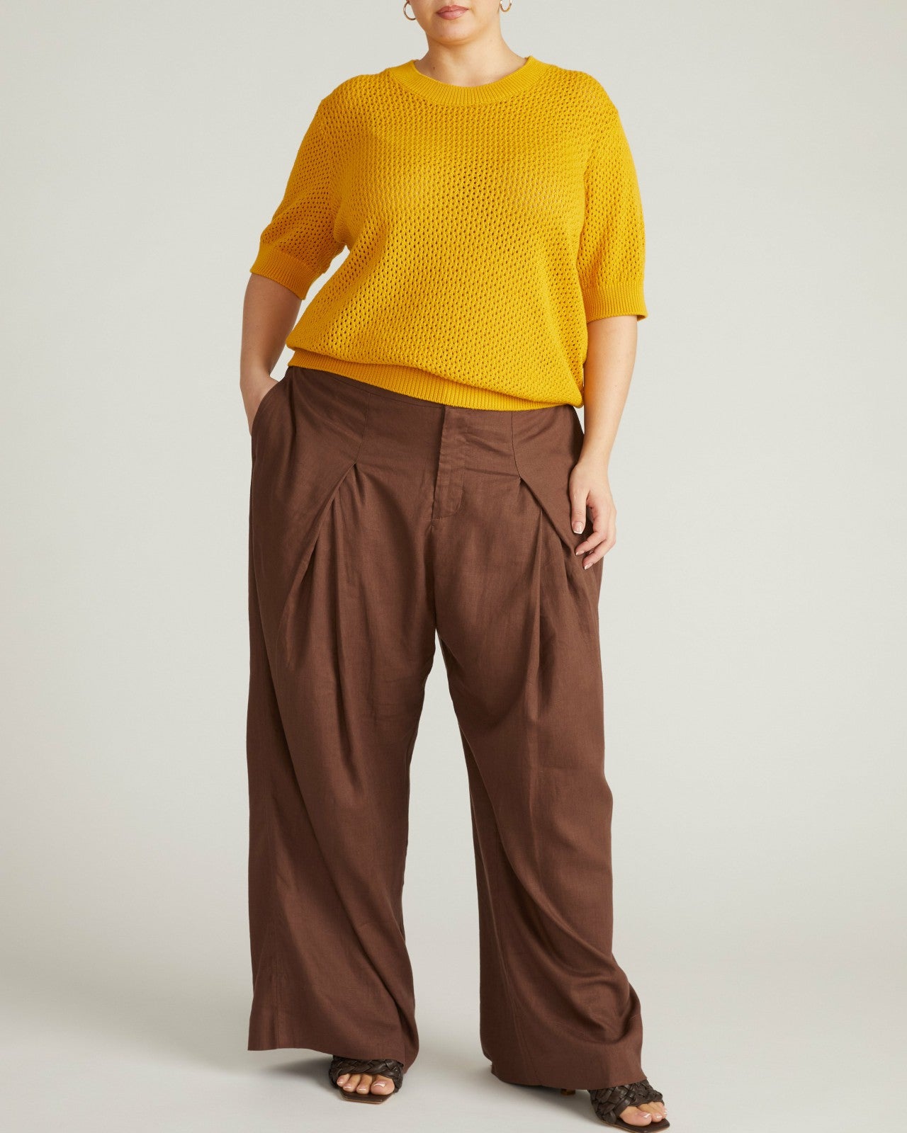Universal Standard Rosie Pointelle Sweater Top - Goldenrod
