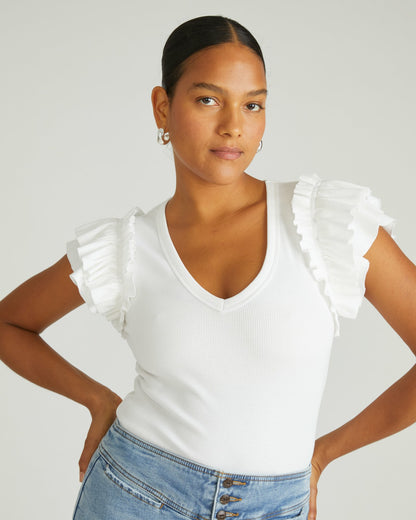 Universal Standard Magnolia Ribbed Top - White