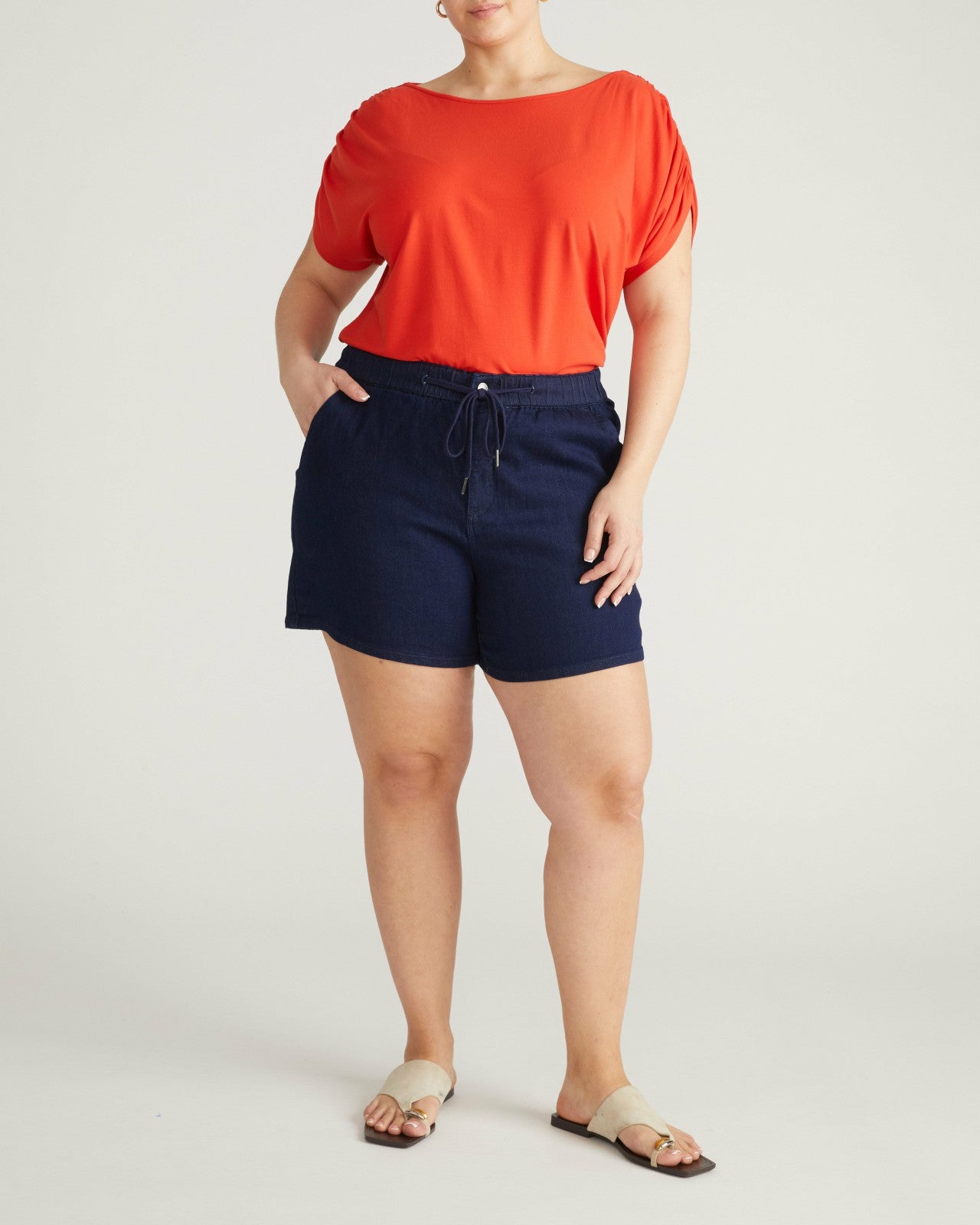 Universal Standard Helena Divine Jersey Gathered Tee - Shoreline Sunset
