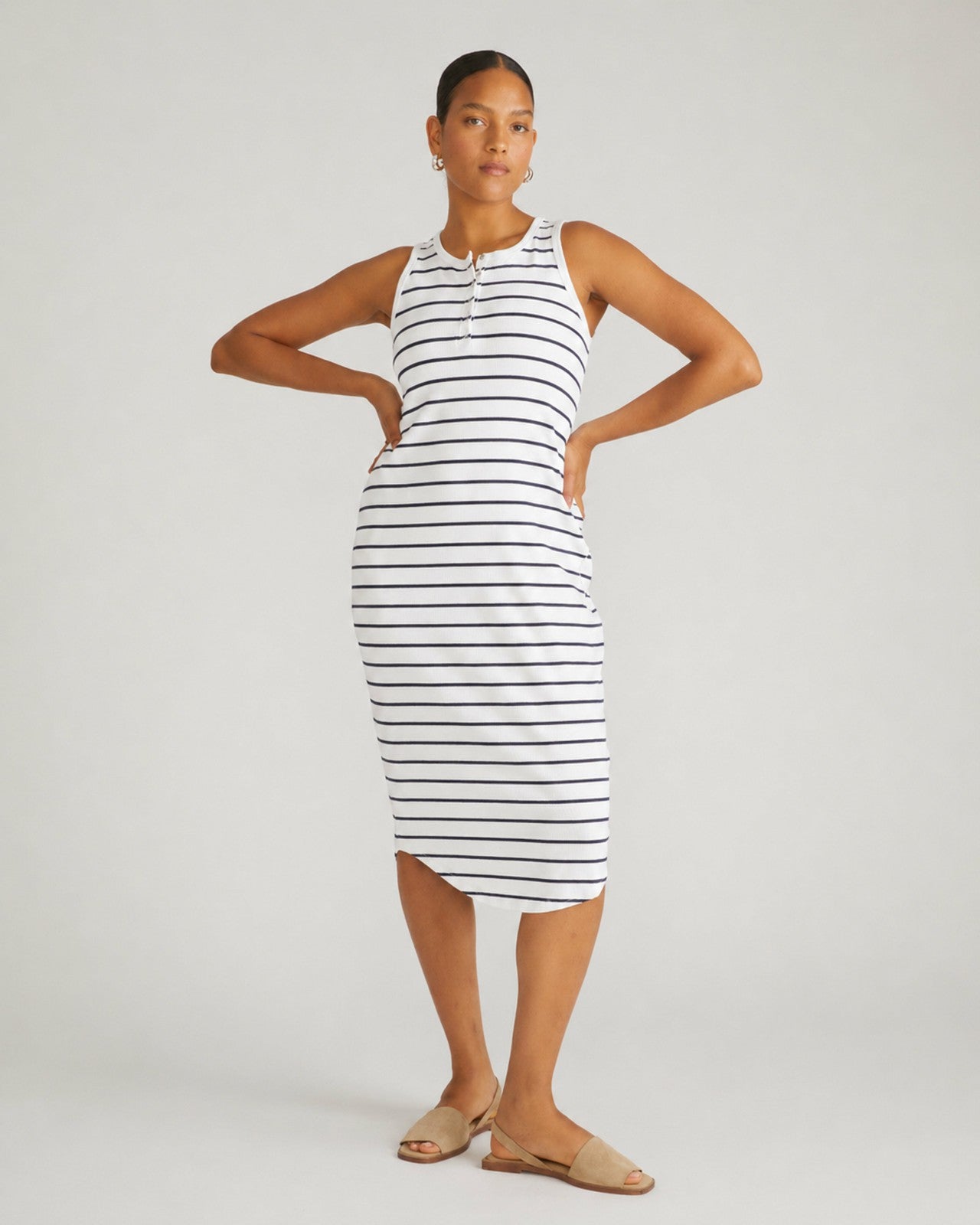 Universal Standard Romera Ribbed Dress - Nautical Navy Stripe