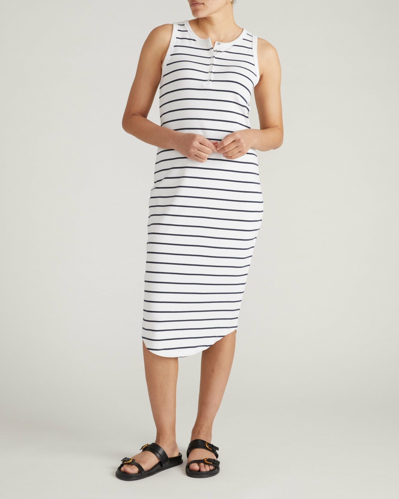 Universal Standard Romera Ribbed Dress - Nautical Navy Stripe