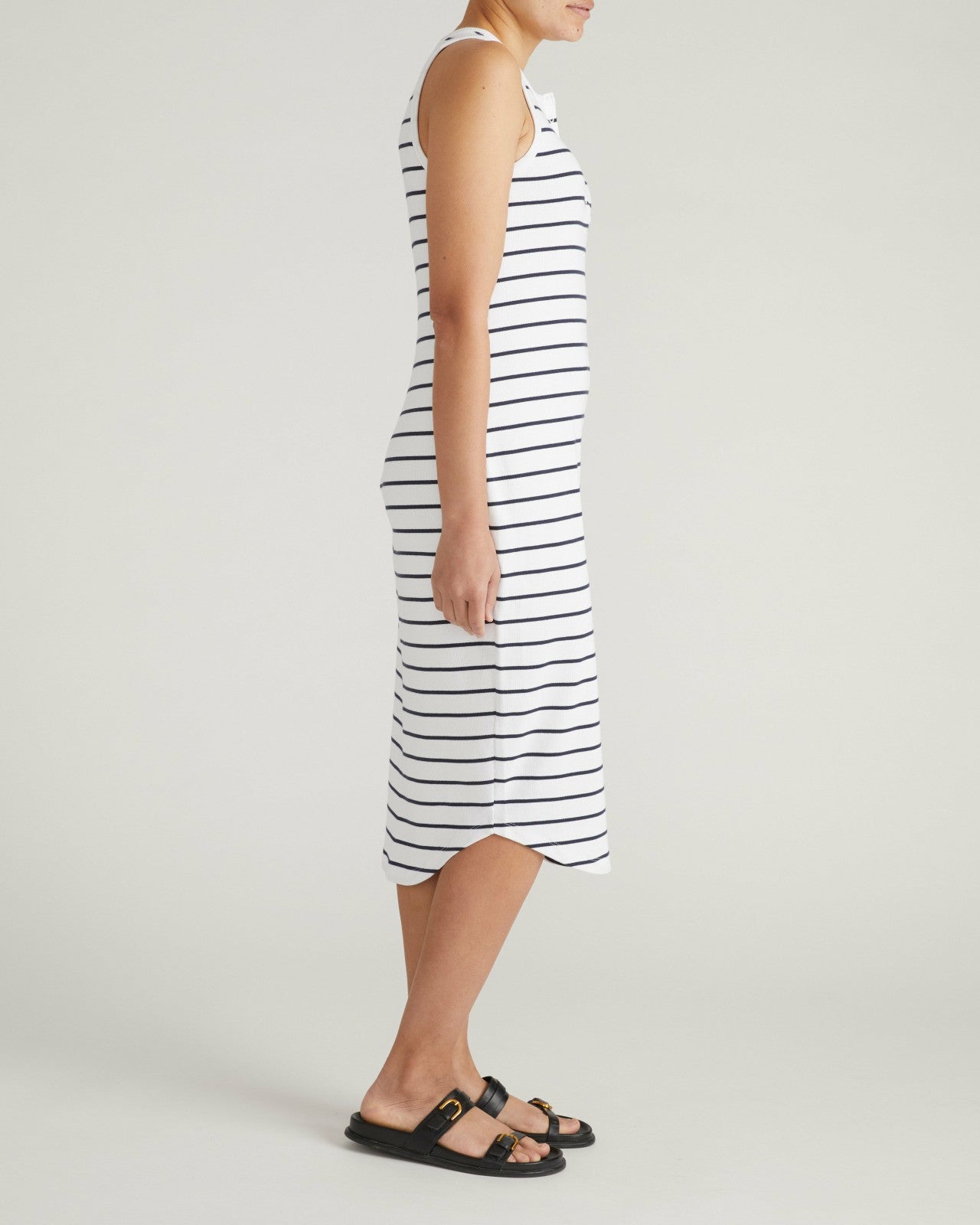 Universal Standard Romera Ribbed Dress - Nautical Navy Stripe