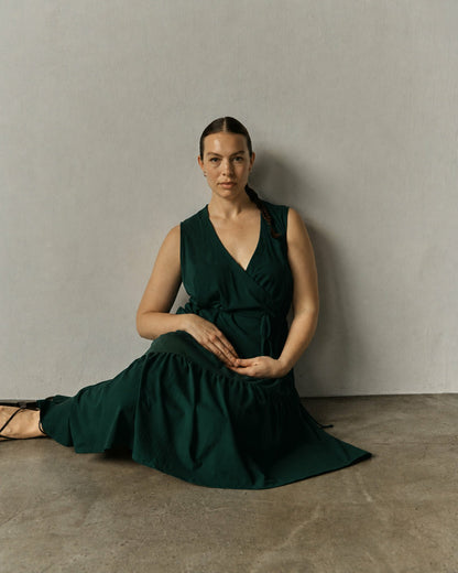 Universal Standard Tiered Twirl Wrap Dress - Conifer
