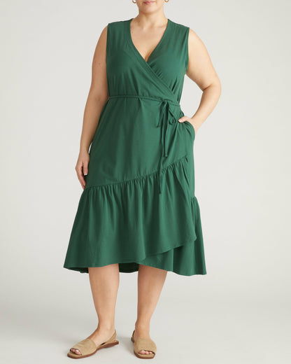 Universal Standard Tiered Twirl Wrap Dress - Conifer