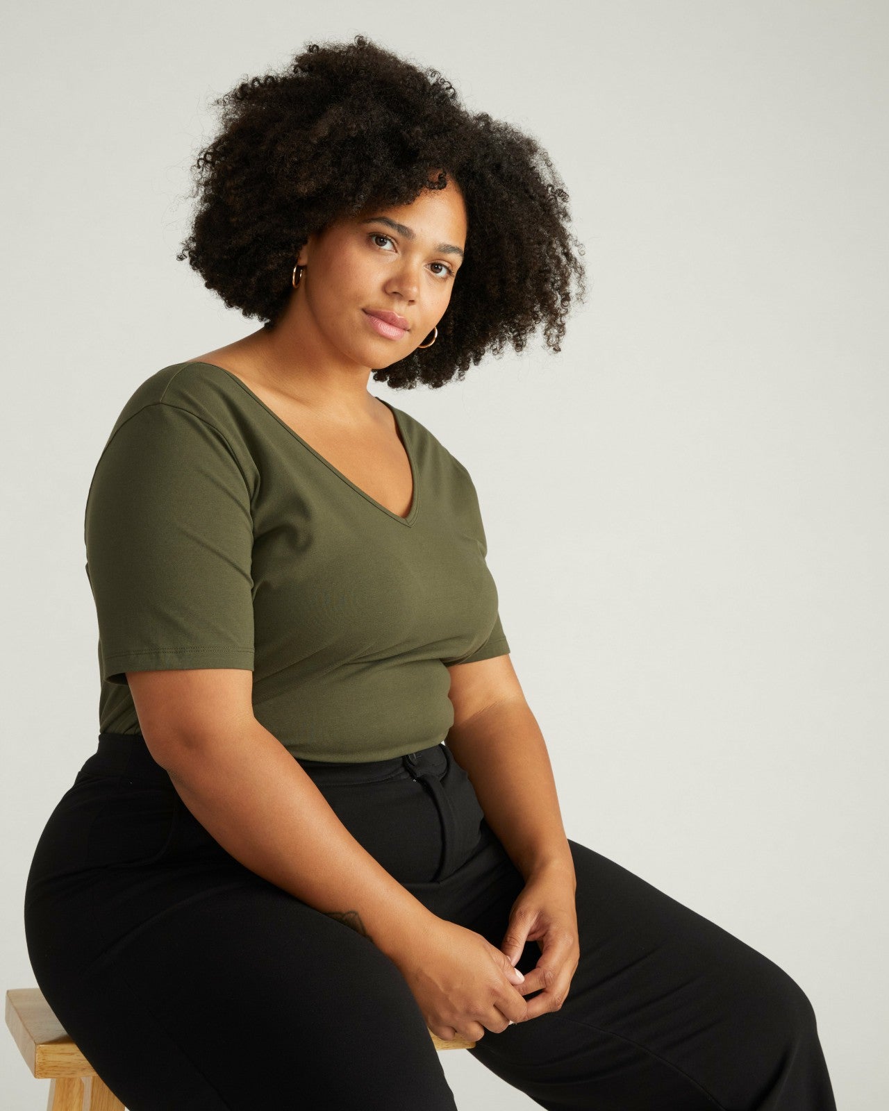 Universal Standard Double V Tee - Nori