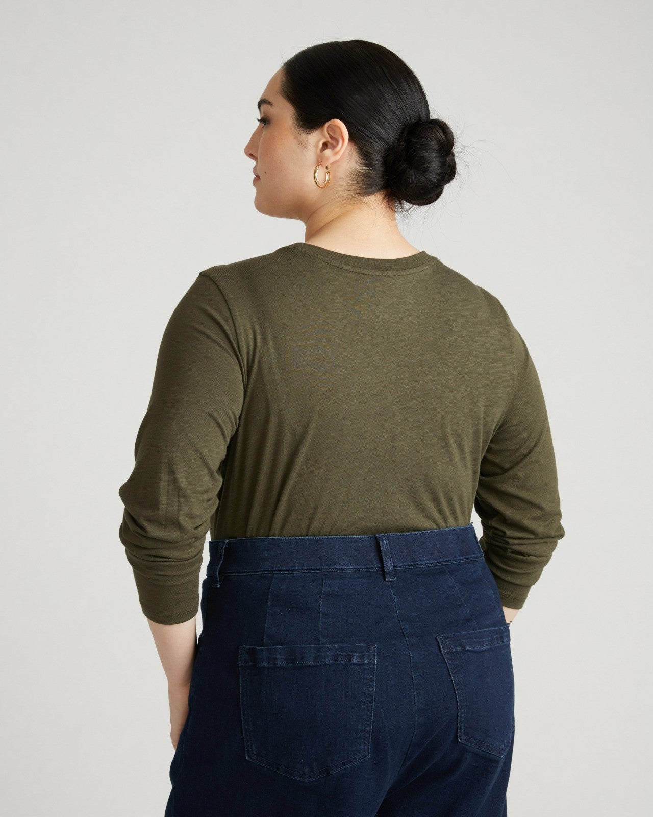 Universal Standard Light-As-Air Long Sleeve Crew Neck Tee - Nori