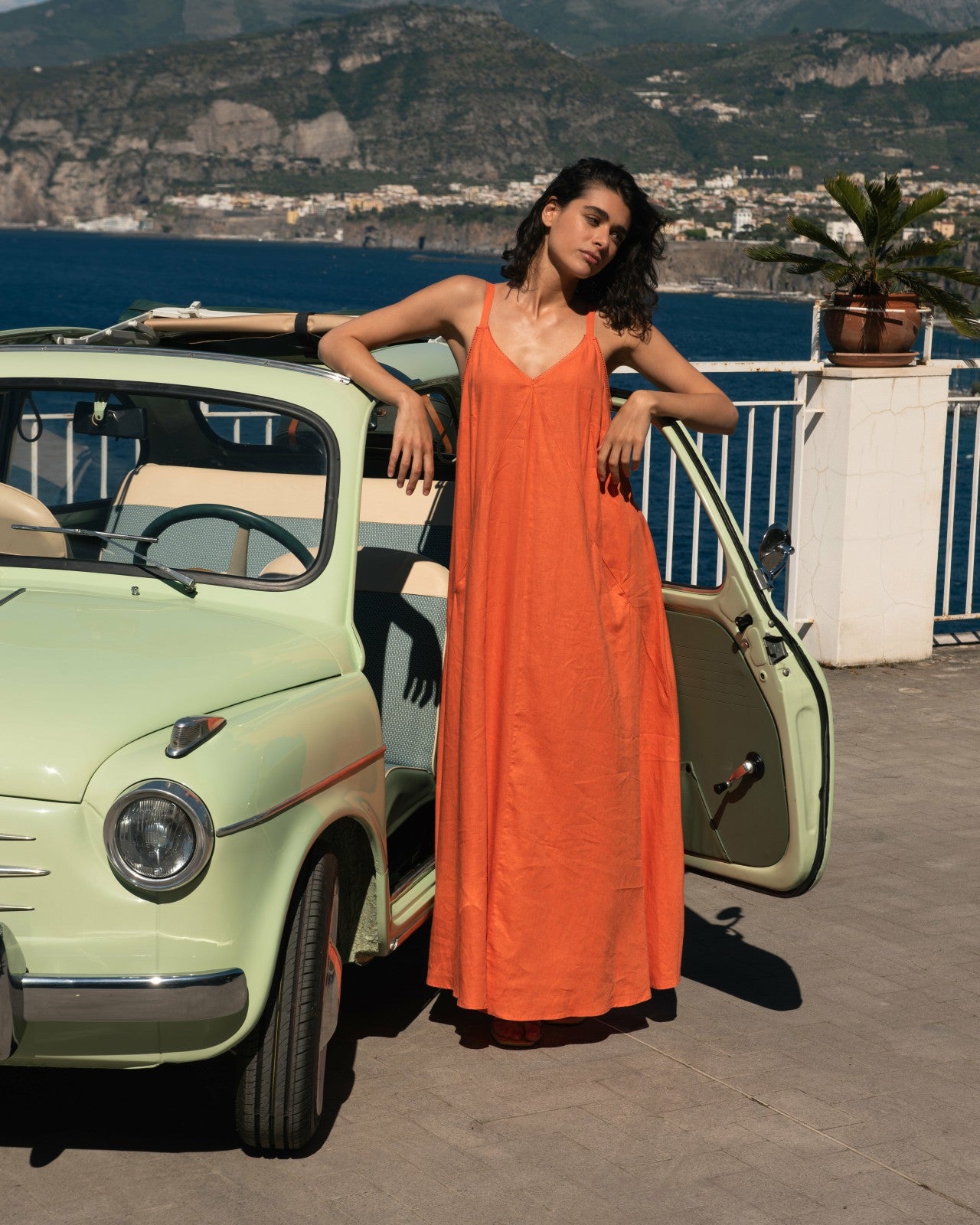 Universal Standard Kite Linen Blend Dress - Italian Orange