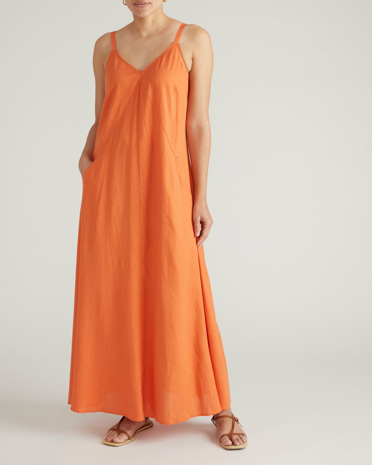 Universal Standard Kite Linen Blend Dress - Italian Orange