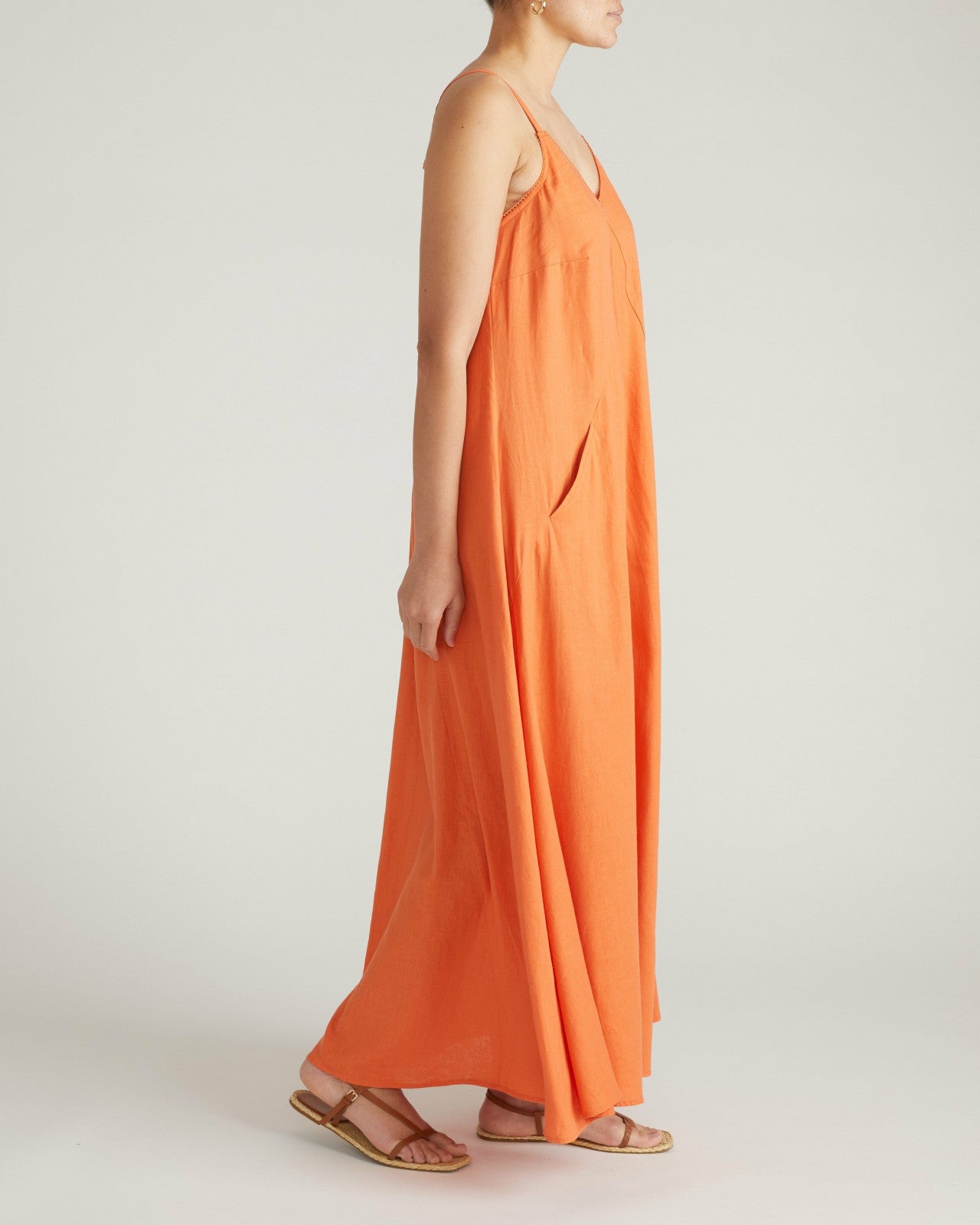 Universal Standard Kite Linen Blend Dress - Italian Orange