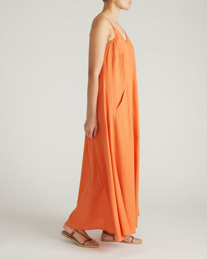 Universal Standard Kite Linen Blend Dress - Italian Orange