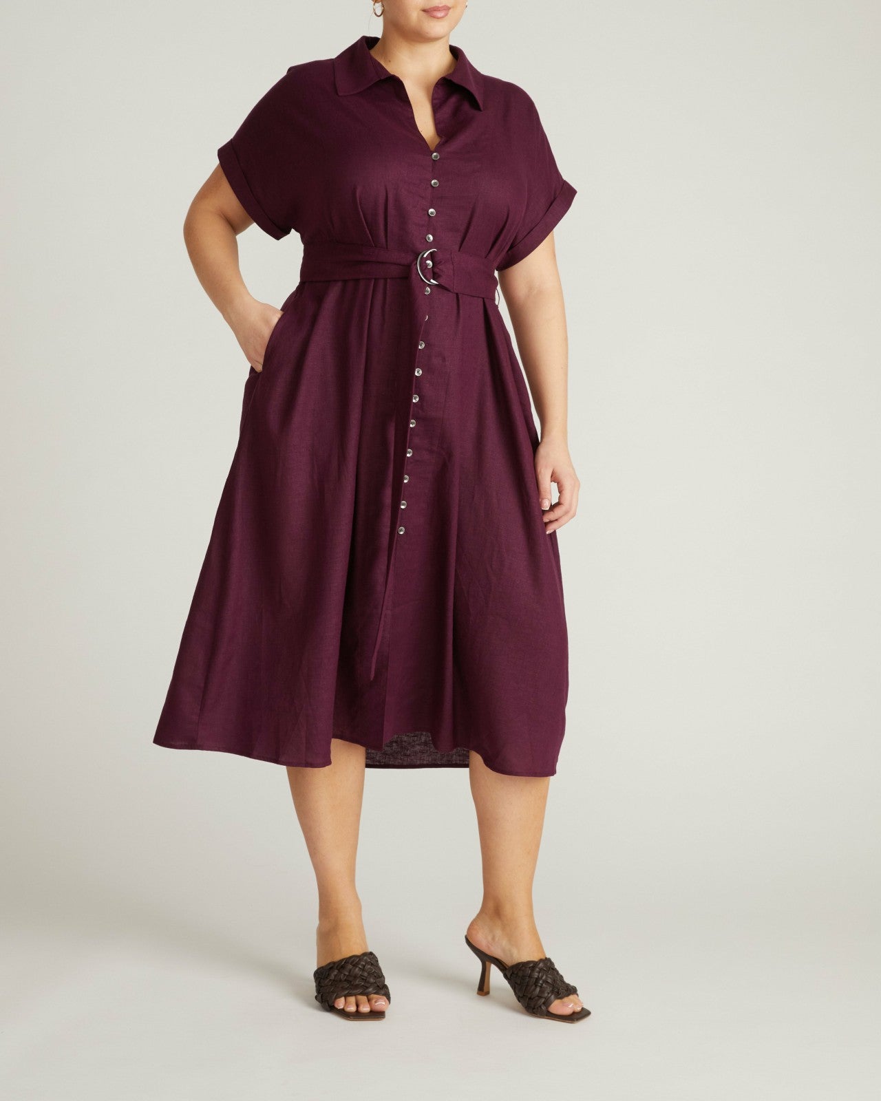 Universal Standard Sandy Stretch Linen Blend Shirtdress - Acai