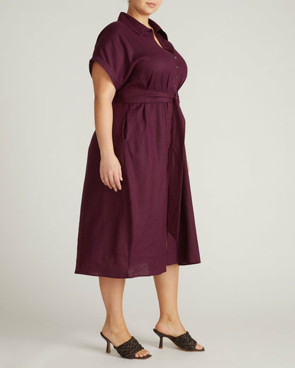 Universal Standard Sandy Stretch Linen Blend Shirtdress - Acai