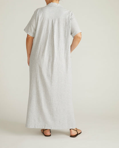 Universal Standard Padma Polo Neck Linen Blend Dress - Beach Stripe