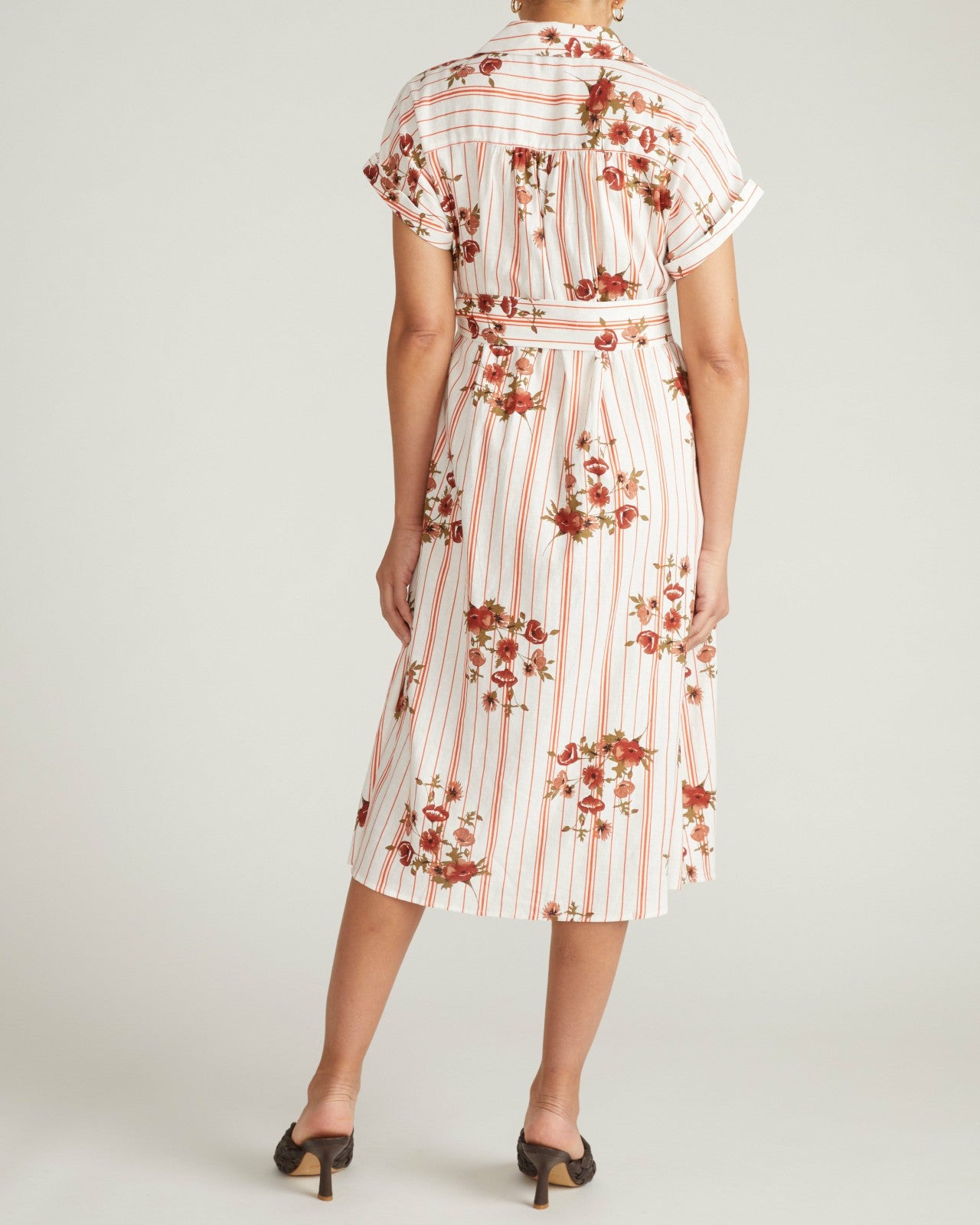 Universal Standard Sandy Stretch Linen Blend Shirtdress - Wild Flower Bouquet Print on St