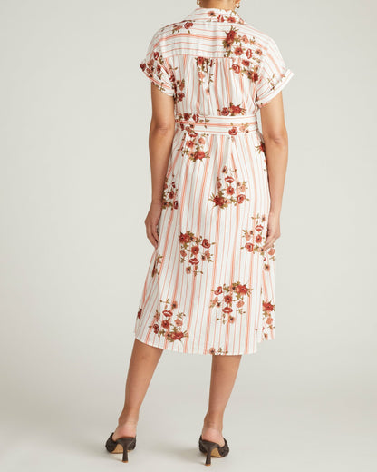 Universal Standard Sandy Stretch Linen Blend Shirtdress - Wild Flower Bouquet Print on St