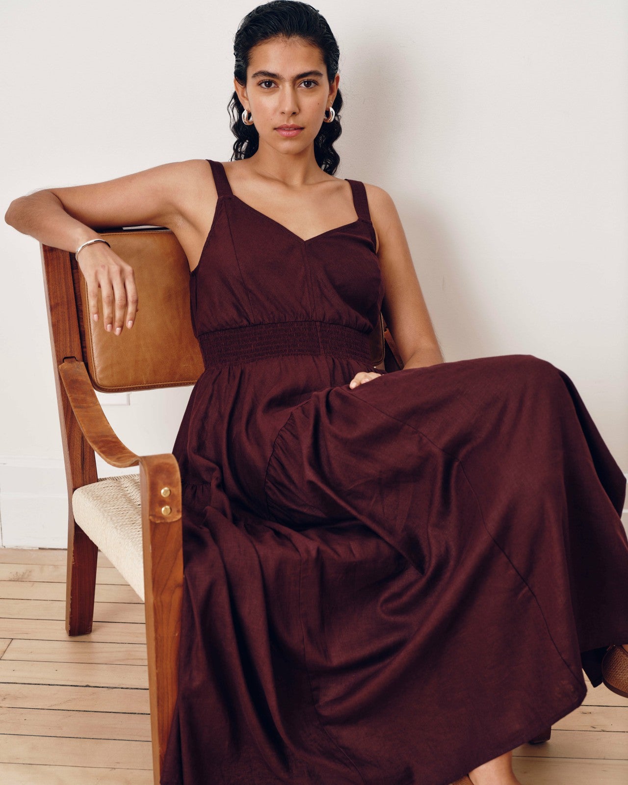 Universal Standard Ruby Smocked Linen Blend Sundress - Brulee