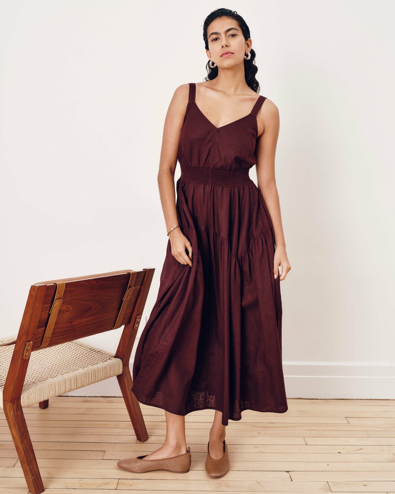 Universal Standard Ruby Smocked Linen Blend Sundress - Brulee