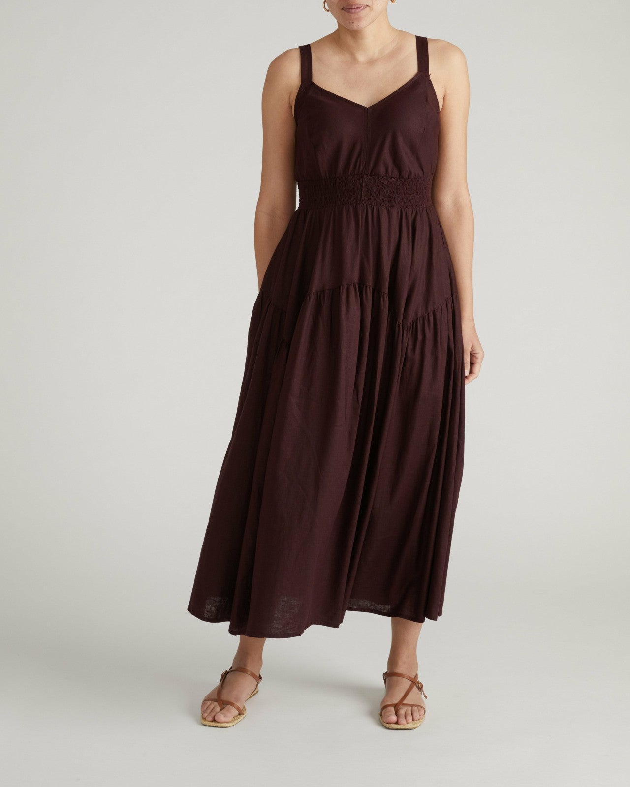 Universal Standard Ruby Smocked Linen Blend Sundress - Brulee