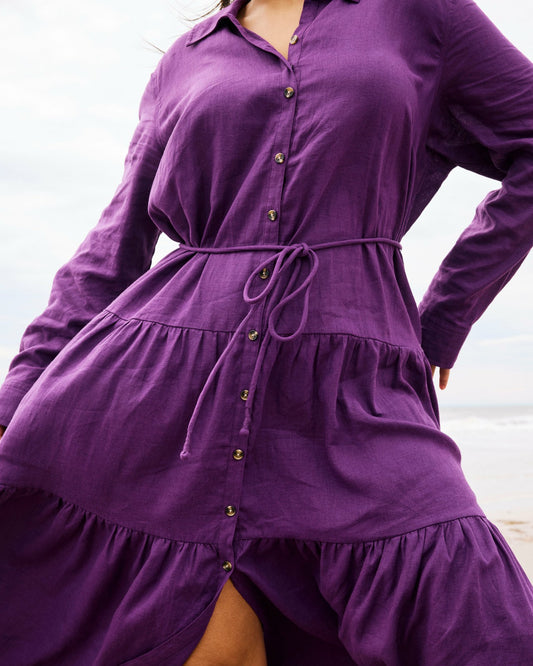 Universal Standard Alix Linen Blend Shirtdress - Dreamy Purple