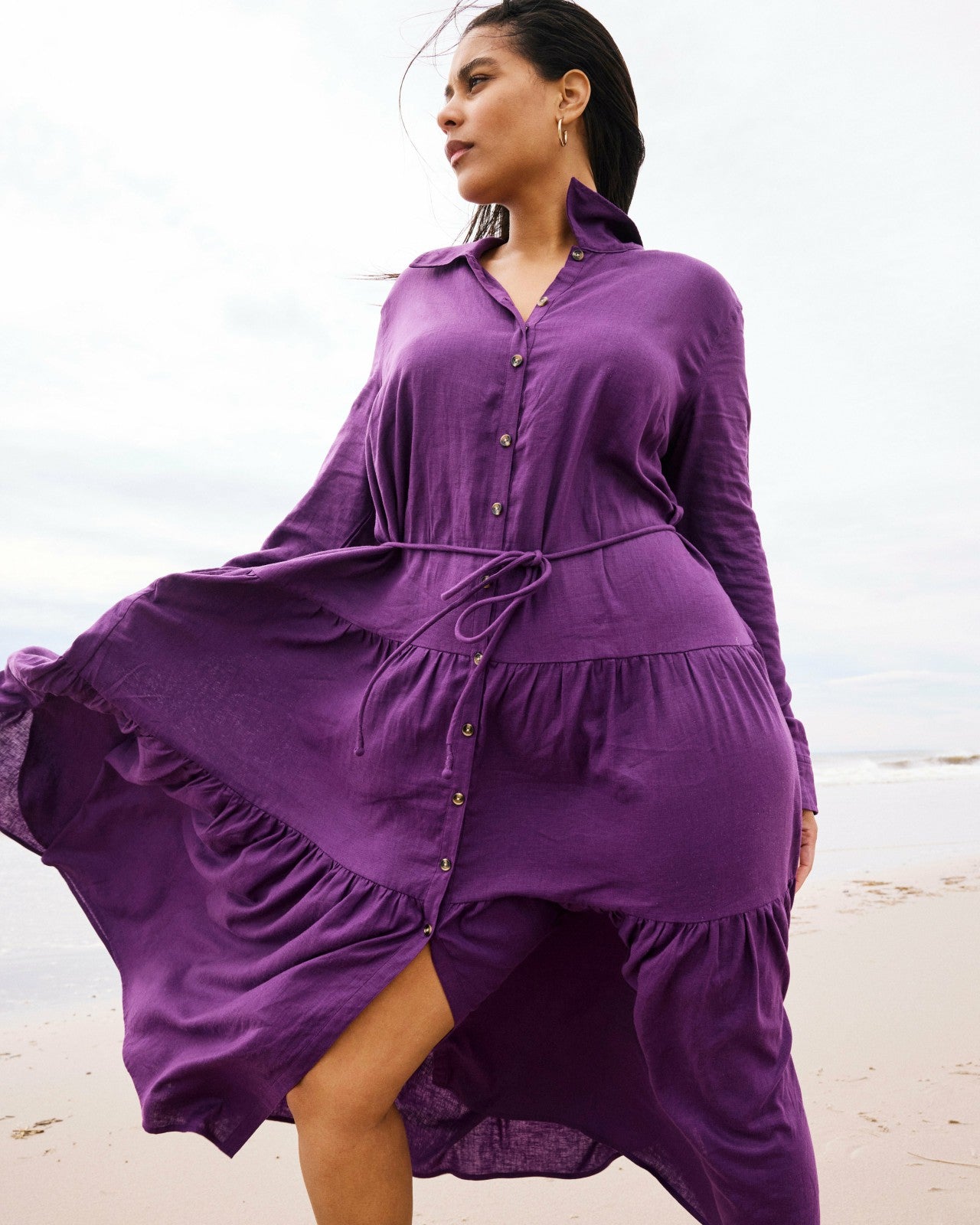 Universal Standard Alix Linen Blend Shirtdress - Dreamy Purple