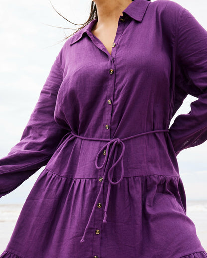 Universal Standard Alix Linen Blend Shirtdress - Dreamy Purple