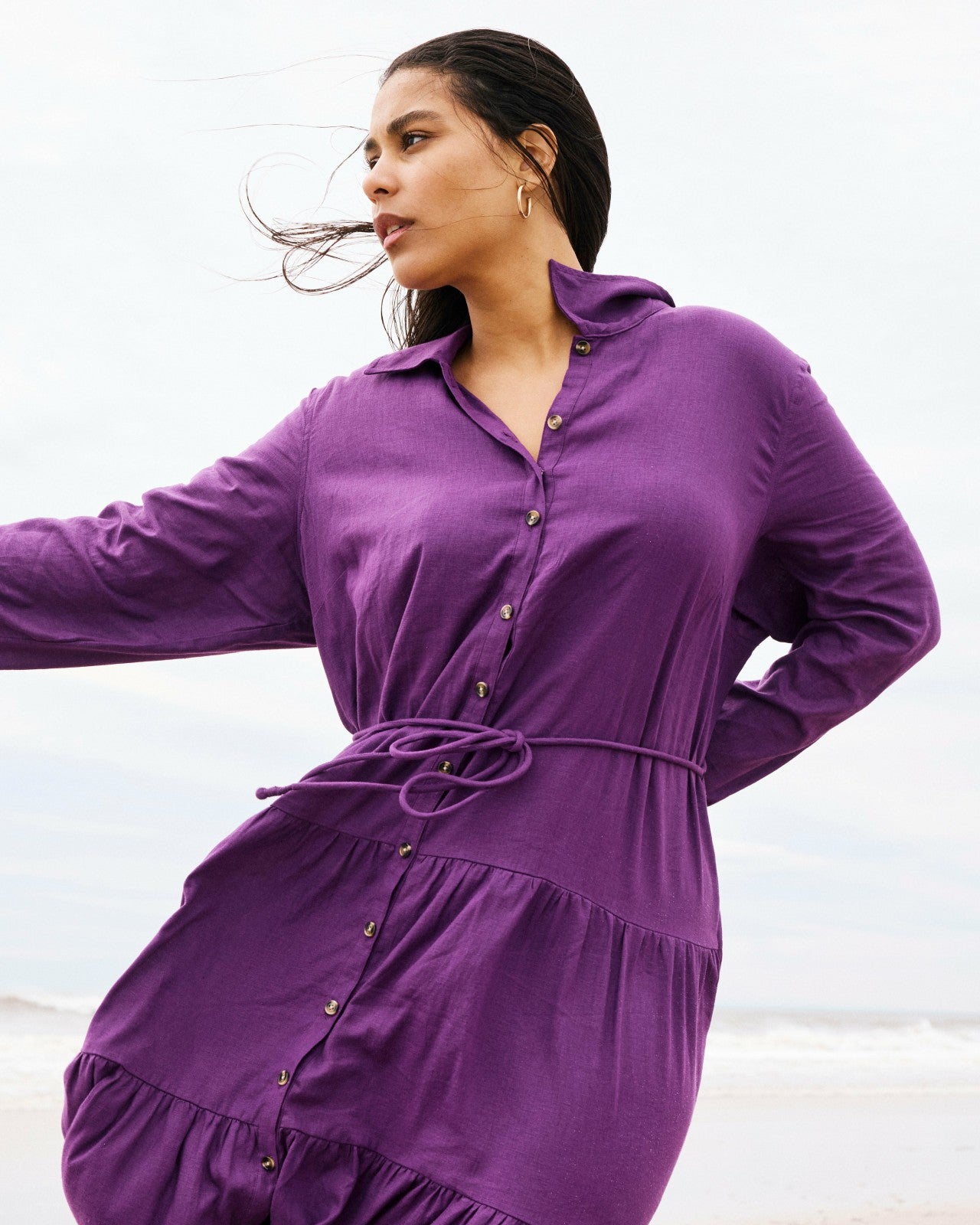 Universal Standard Alix Linen Blend Shirtdress - Dreamy Purple