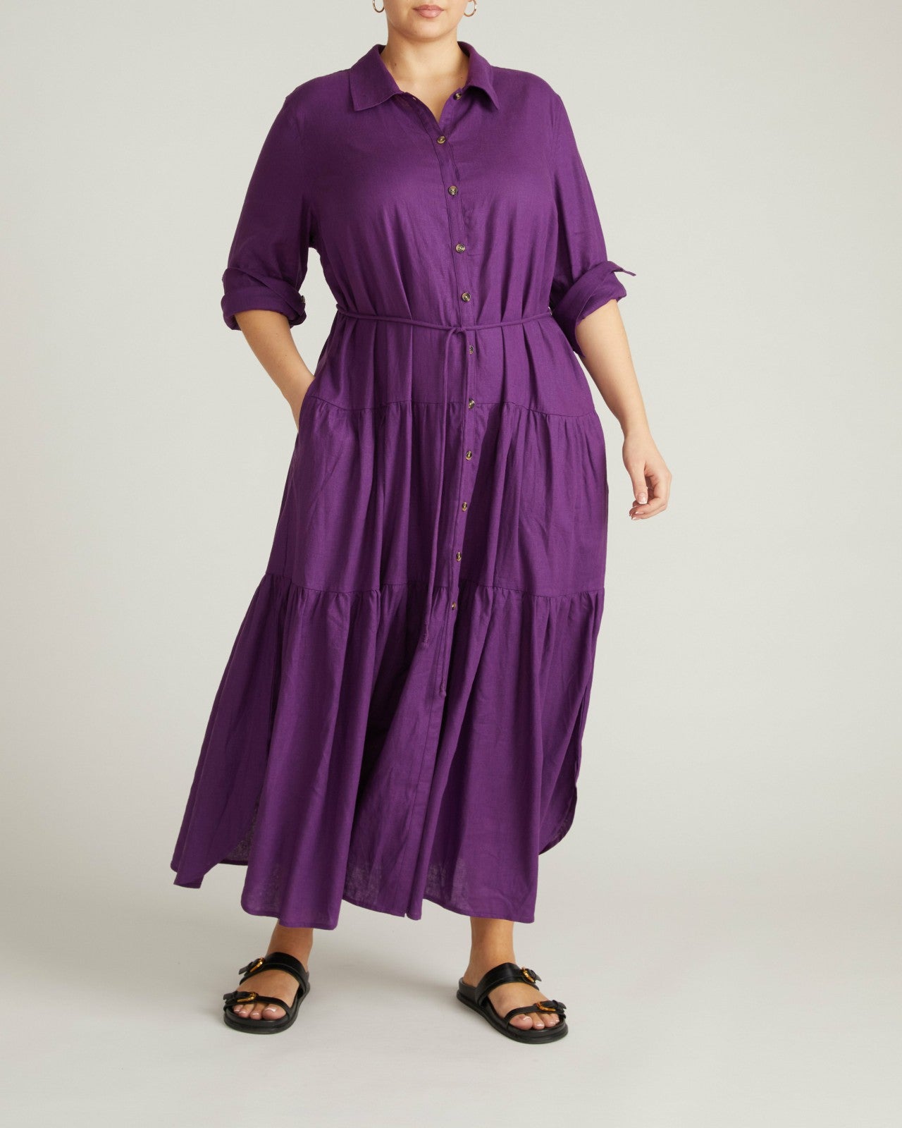 Universal Standard Alix Linen Blend Shirtdress - Dreamy Purple