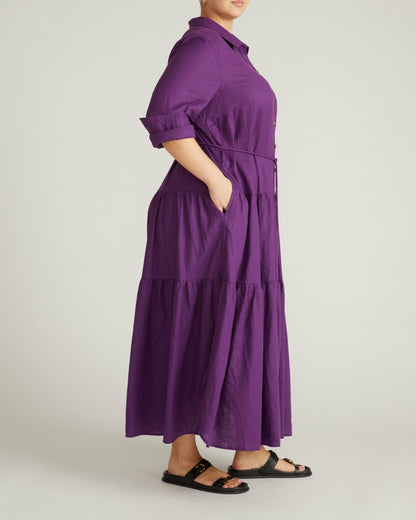 Universal Standard Alix Linen Blend Shirtdress - Dreamy Purple