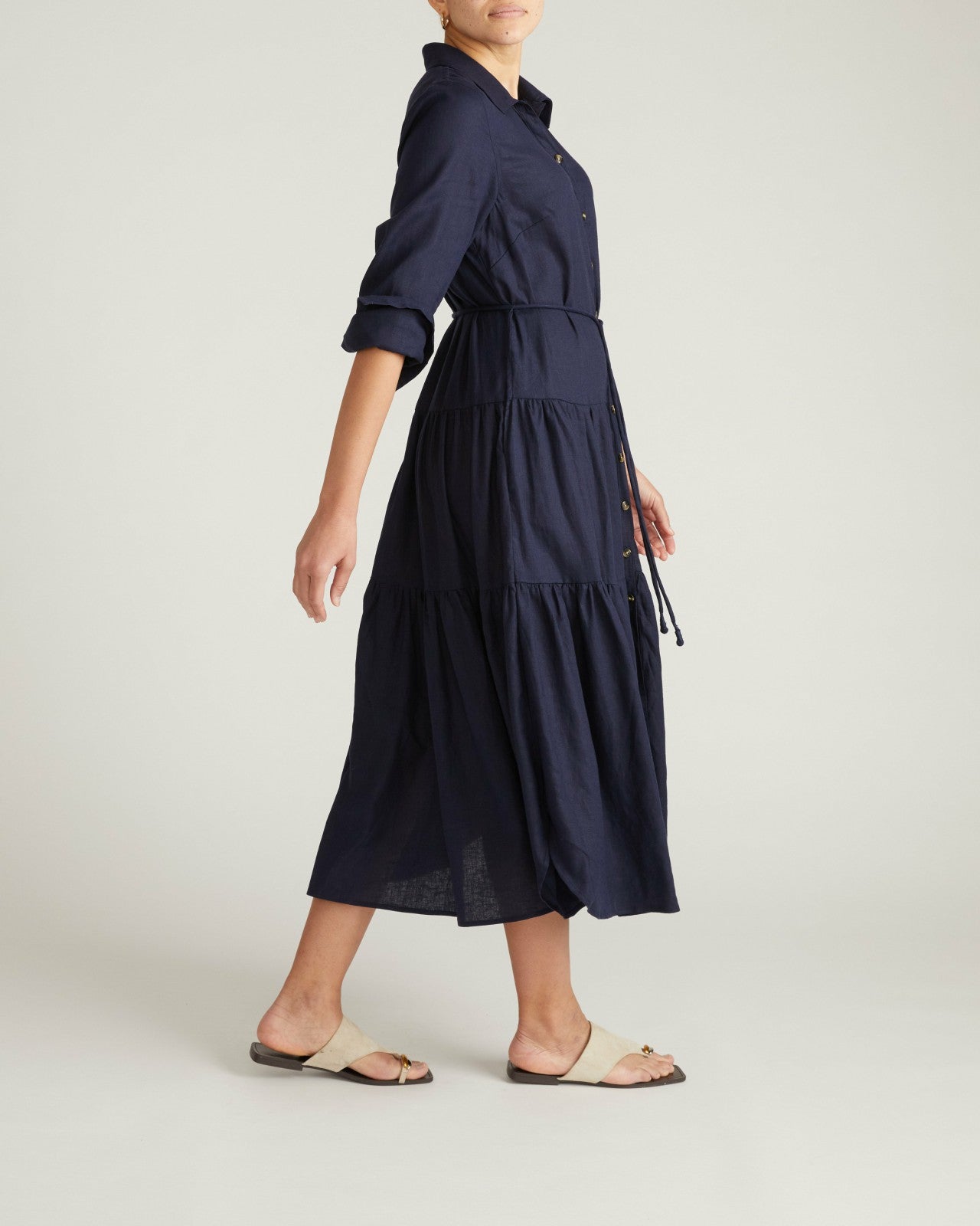 Universal Standard Alix Linen Blend Shirtdress - Navy