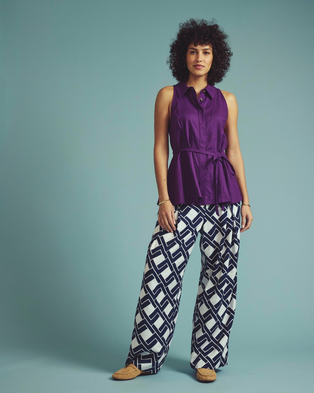 Universal Standard Adelaide Sleeveless Linen Blend Shirt - Dreamy Purple