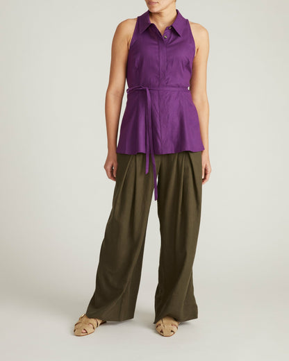 Universal Standard Adelaide Sleeveless Linen Blend Shirt - Dreamy Purple