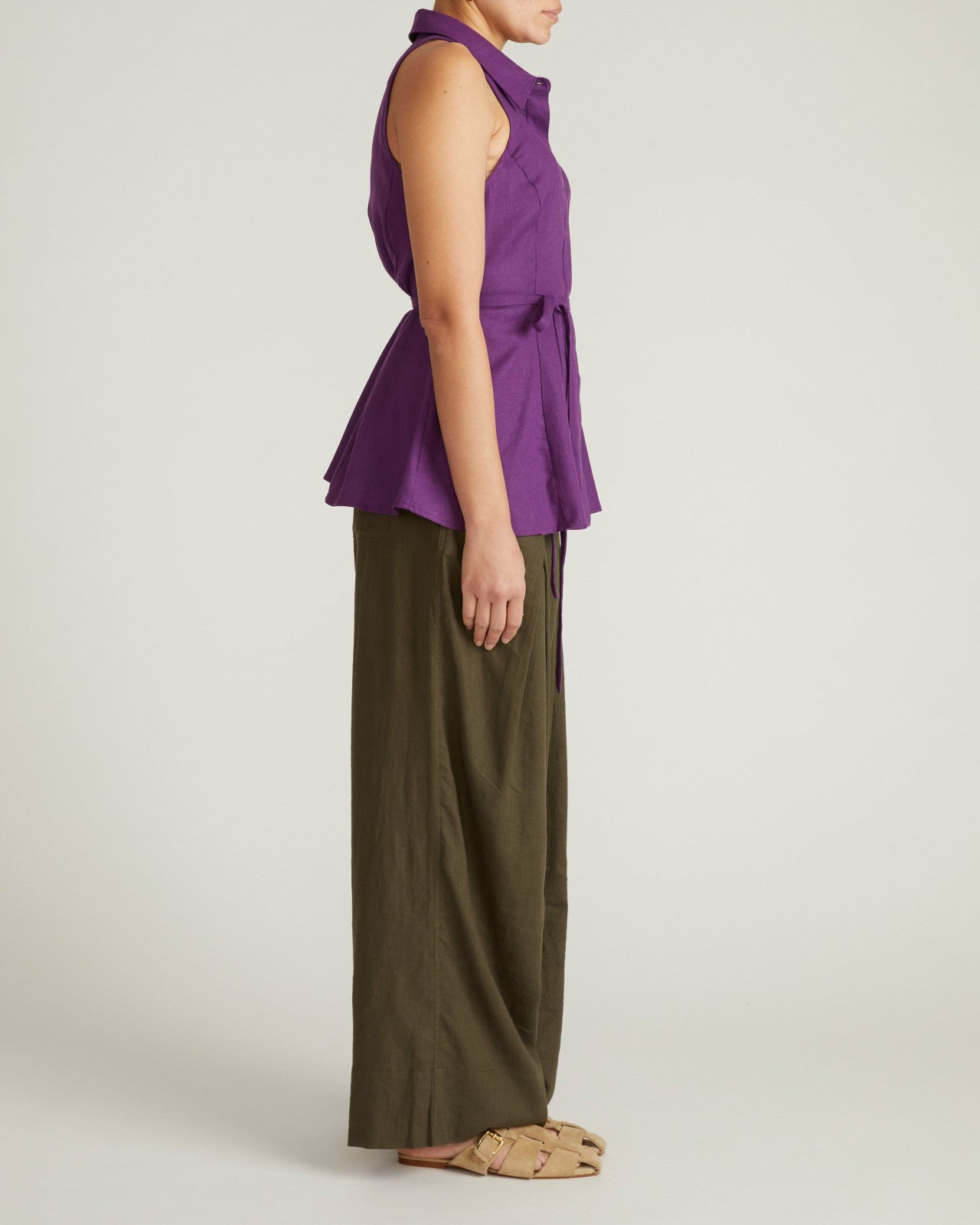 Universal Standard Adelaide Sleeveless Linen Blend Shirt - Dreamy Purple
