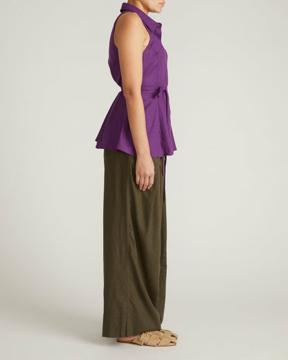 Universal Standard Adelaide Sleeveless Linen Blend Shirt - Dreamy Purple