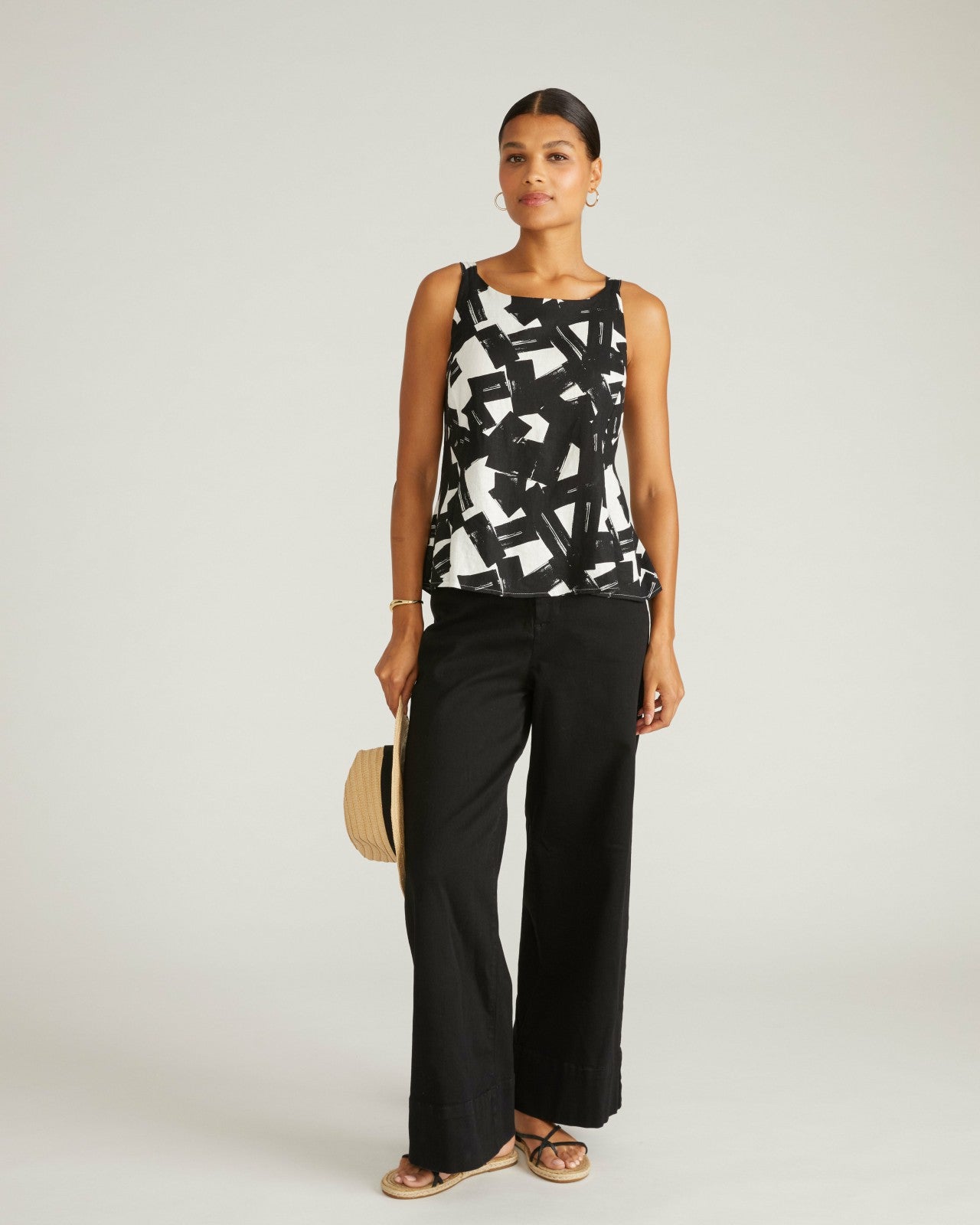 Universal Standard Kuki Sleeveless Linen Blend Top - Santiago Print