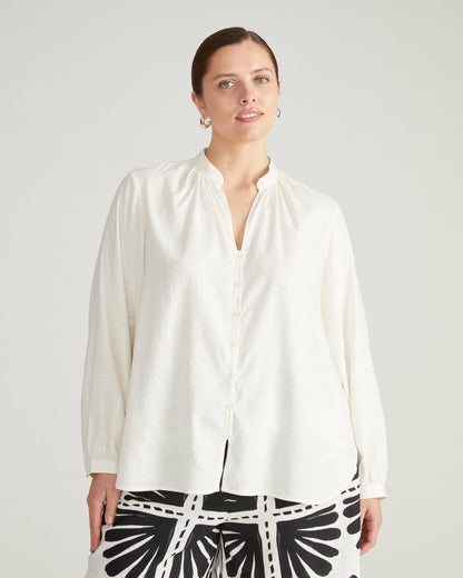 Universal Standard Avalon Linen Blend Blouse - Natural White
