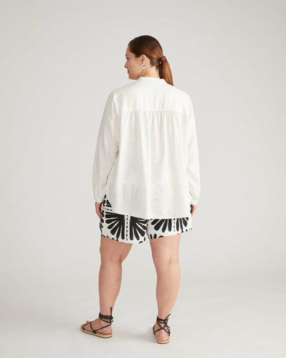 Universal Standard Avalon Linen Blend Blouse - Natural White
