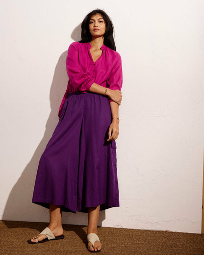 Universal Standard Palazzo Cargo Linen Blend Pant - Dreamy Purple
